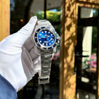 Rolex Submariner Blue Dial Watch Moissanite Diamonds + Synthetic Sapphire 41mm