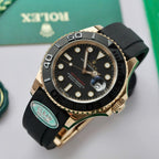 Rolex Yacht 18K Rose Gold Case Watch Black Dial 40mm
