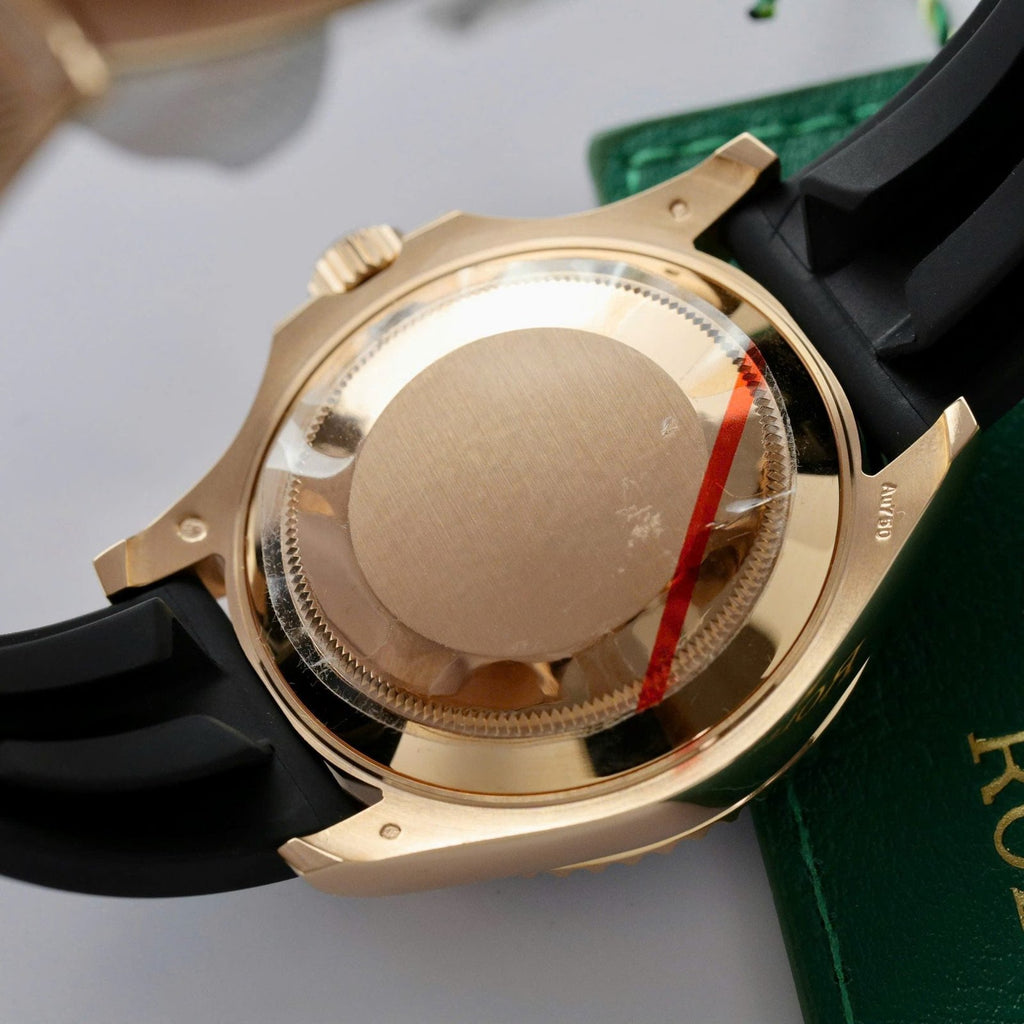 Rolex Yacht 18K Rose Gold Case Watch Black Dial 40mm