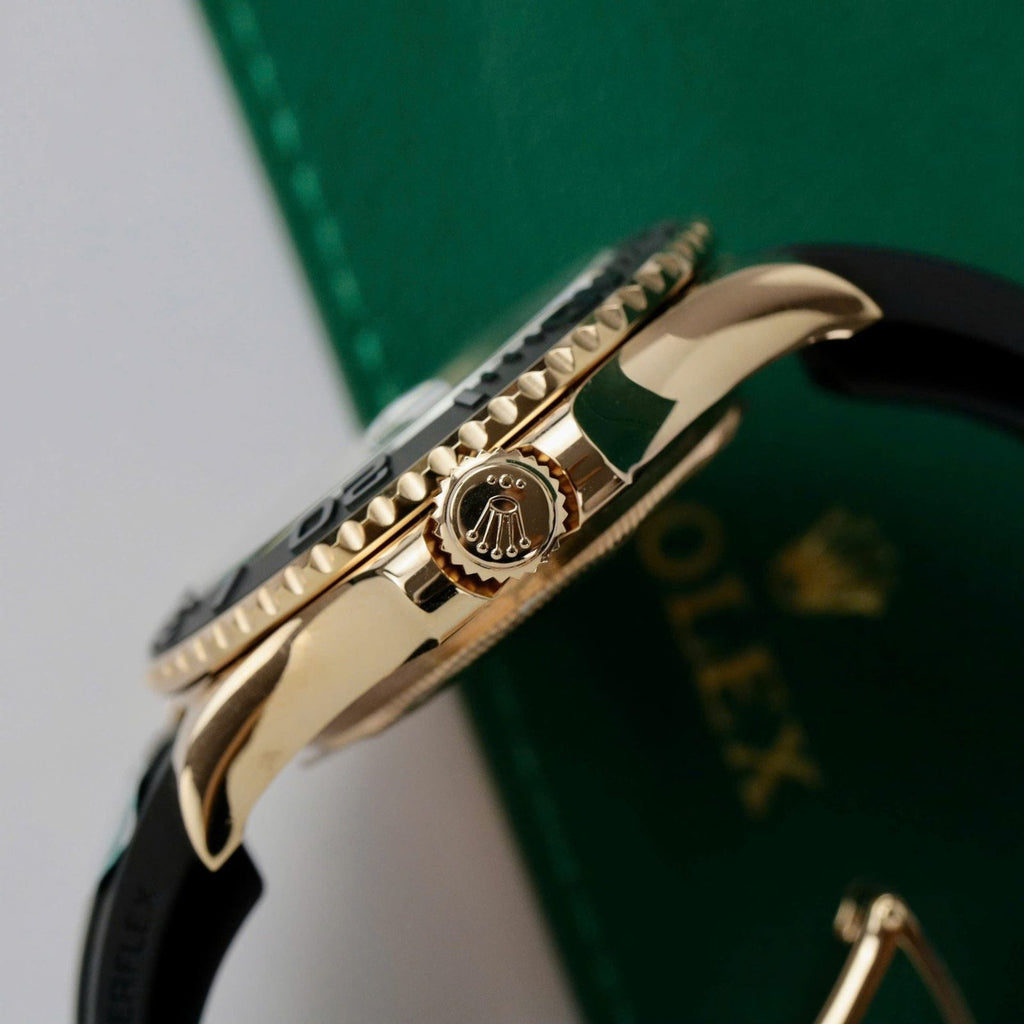 Rolex Yacht 18K Rose Gold Case Watch Black Dial 40mm