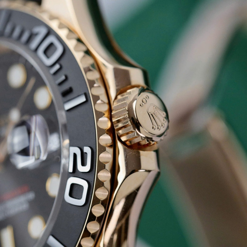 Rolex Yacht 18K Rose Gold Case Watch Black Dial 40mm