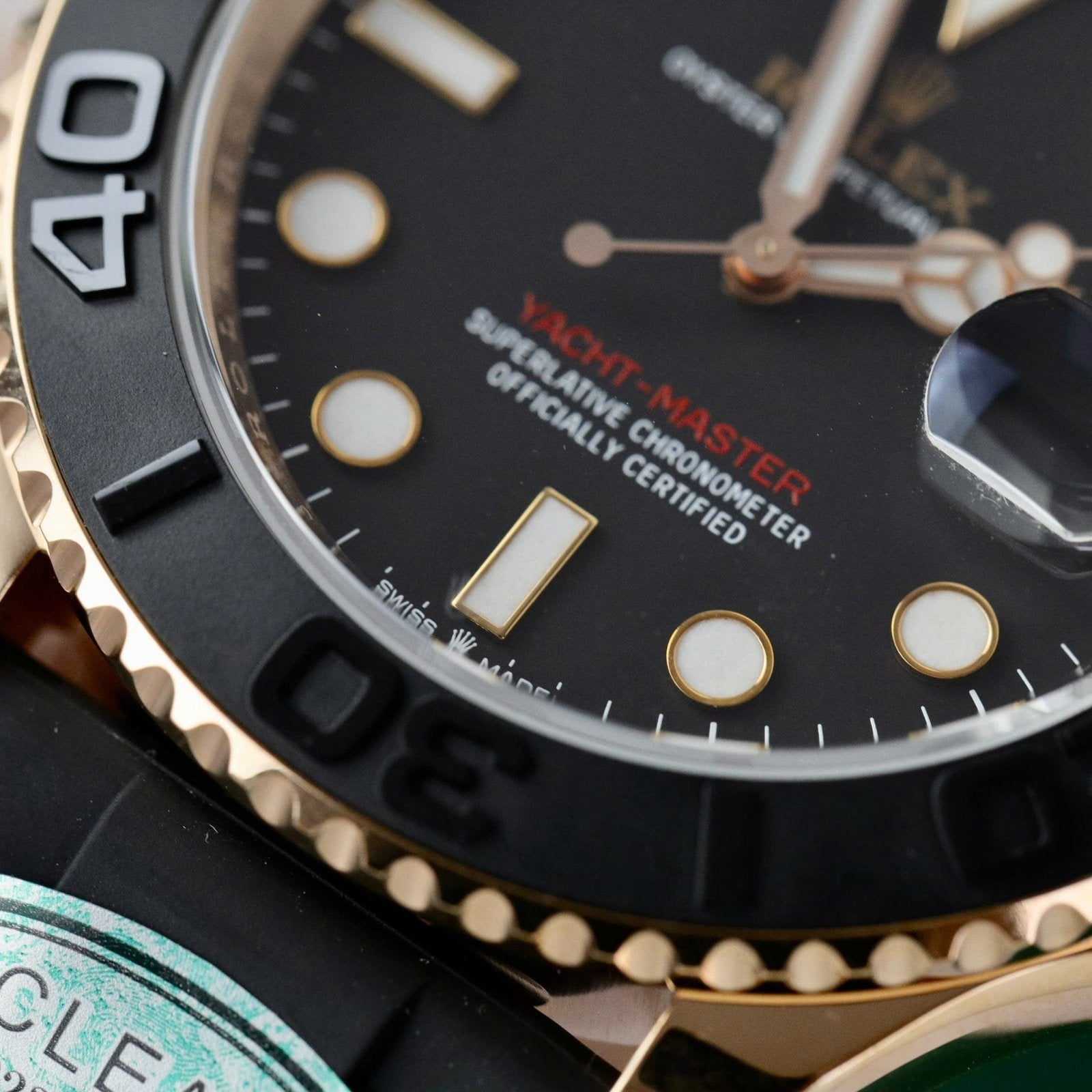 Rolex Yacht 18K Rose Gold Case Watch Black Dial 40mm