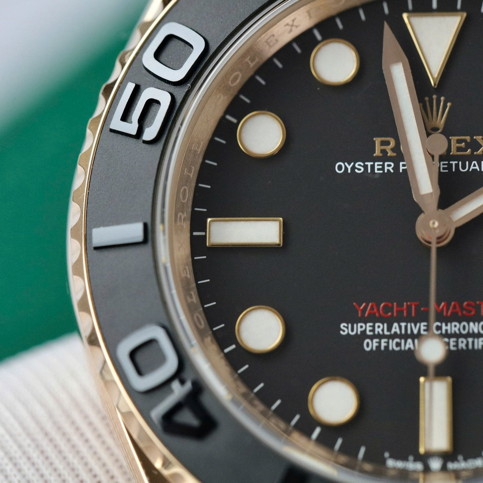 Rolex Yacht 18K Rose Gold Case Watch Black Dial 40mm