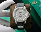 Rolex Yacht Watch Full Diamond Moissanite Rubber Strap 42mm