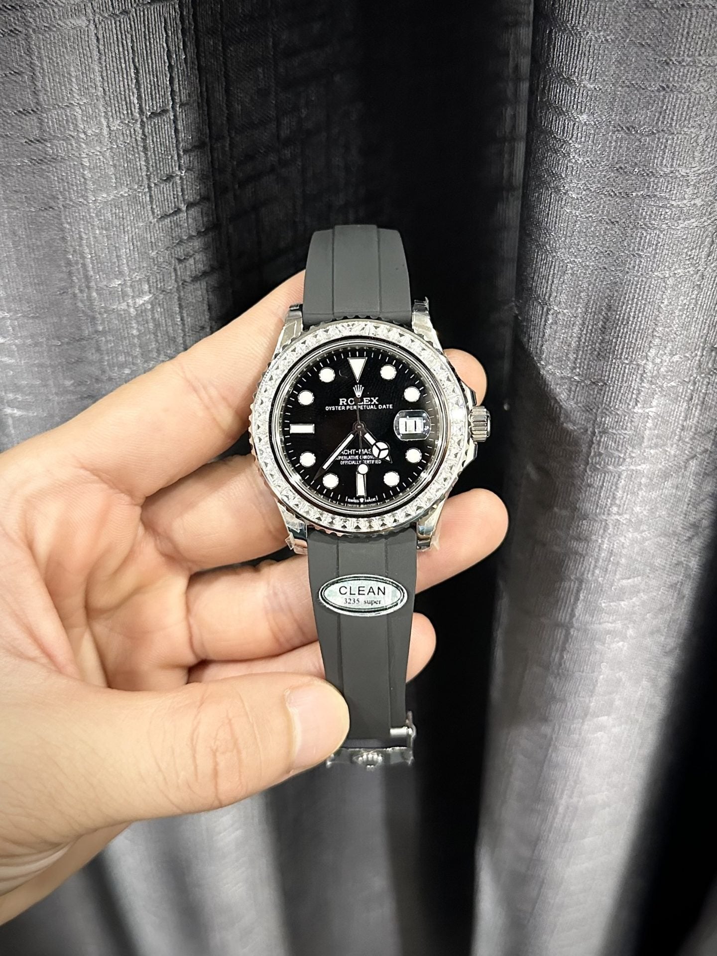 Rolex Watch Yacht Moissanite Diamonds 40mm