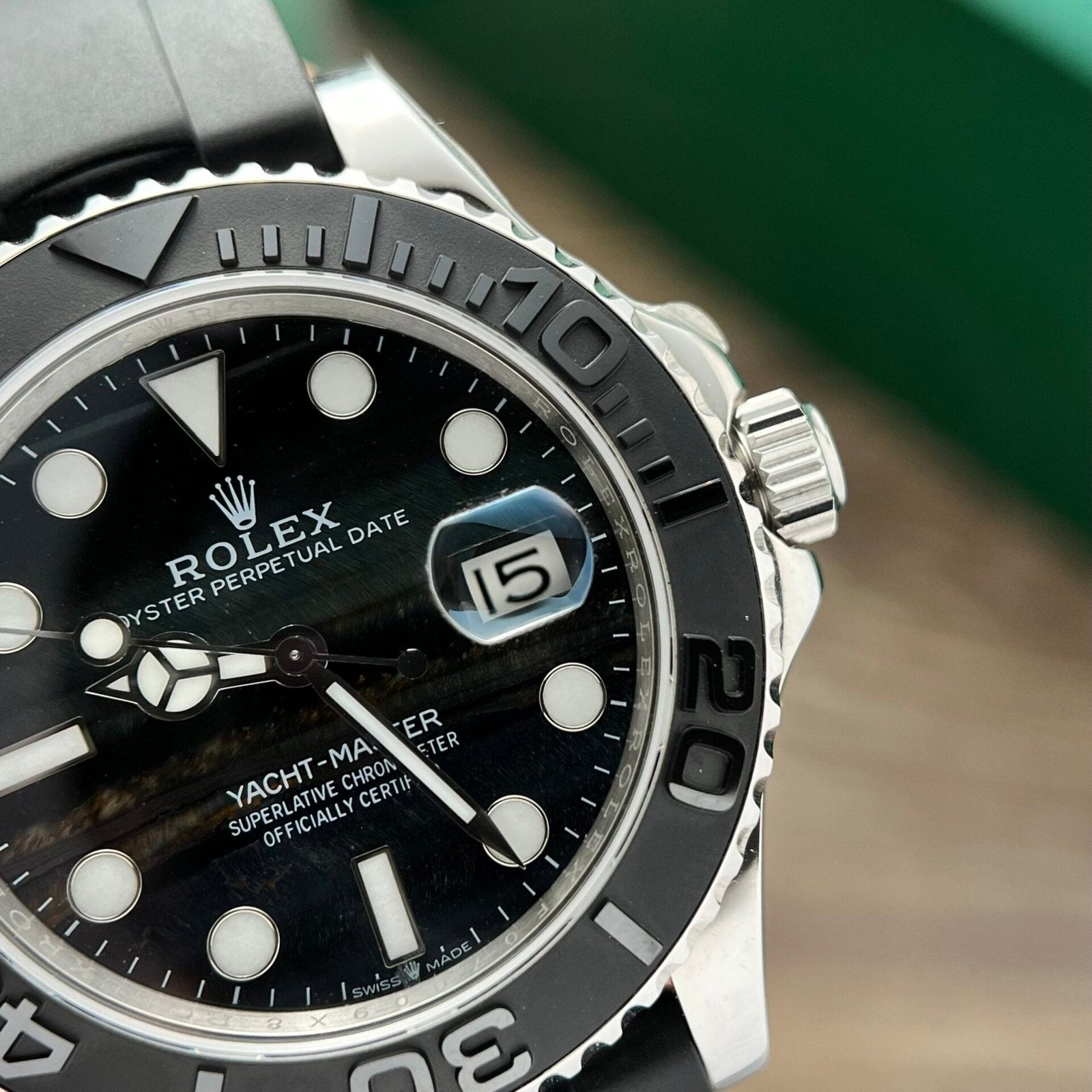 Rolex Watch Yacht Black Dial Rubber Strap 40mm