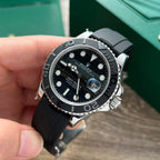 Rolex Watch Yacht Black Dial Rubber Strap 40mm