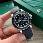 Rolex Watch Yacht Black Dial Rubber Strap 40mm