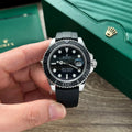 Rolex Watch Yacht Black Dial Rubber Strap 40mm