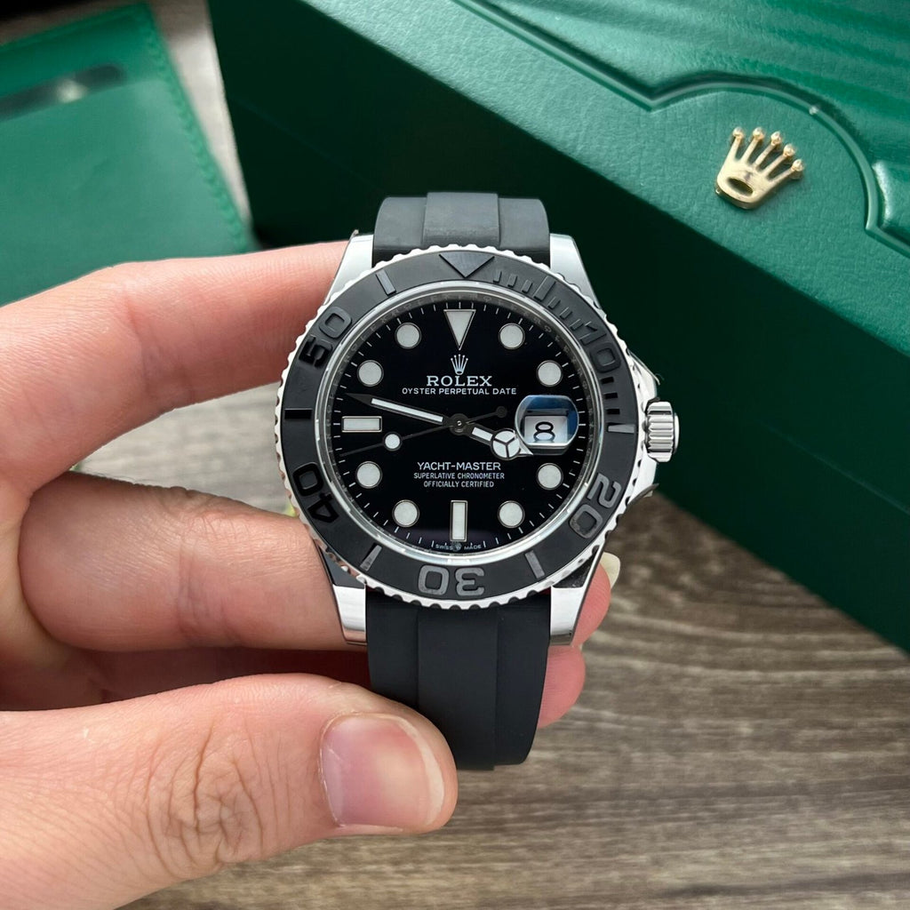 Rolex Yacht Black Dial Rubber Strap 40mm