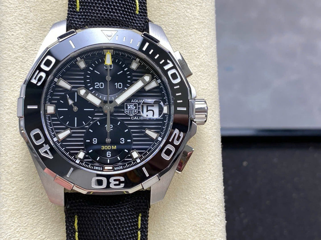 TAG Heuer Watch Black Leather Strap 43mm