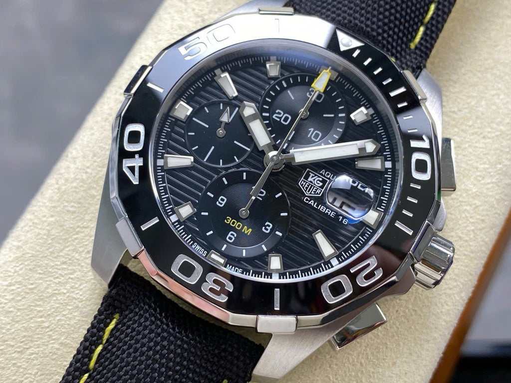 TAG Heuer Watch Black Leather Strap 43mm