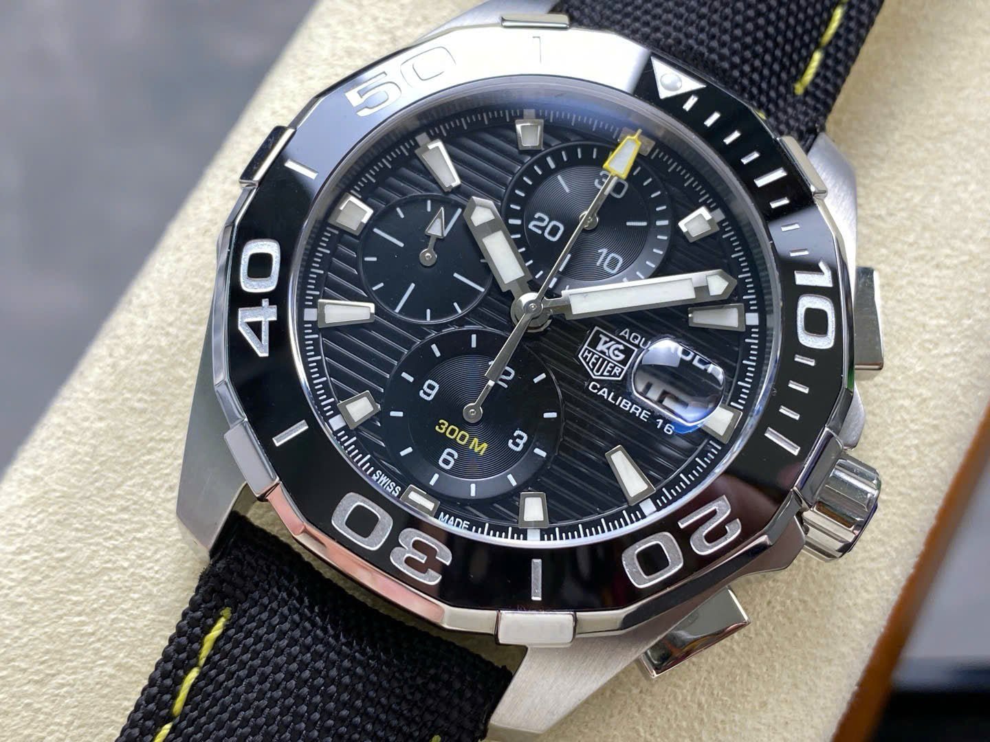 TAG Heuer Watch Black Leather Strap 43mm