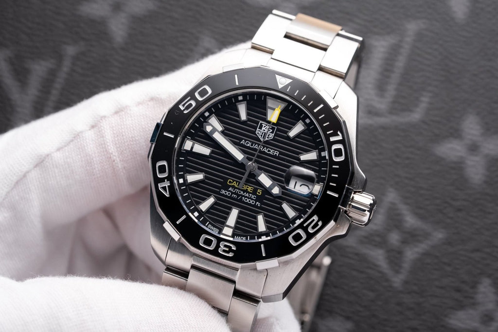 Tag Heuer Aquarace Watch Black Dial Metal Strap 41mm