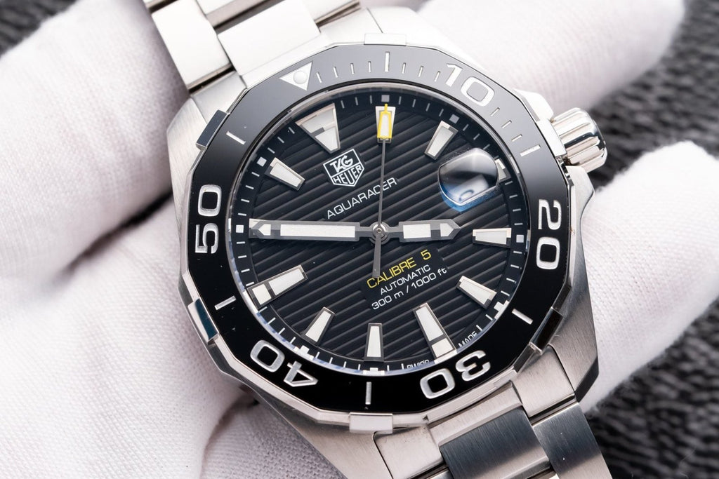 Tag Heuer Aquarace Watch Black Dial Metal Strap 41mm