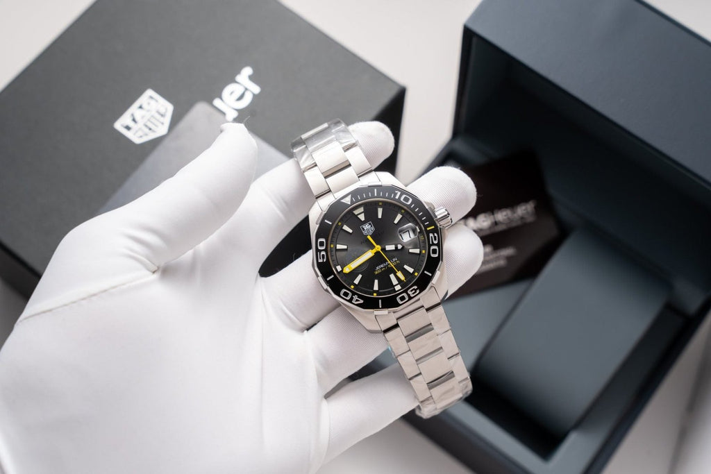 Tag Heuer Aquarace Watch Black Dial Metal Strap 41mm