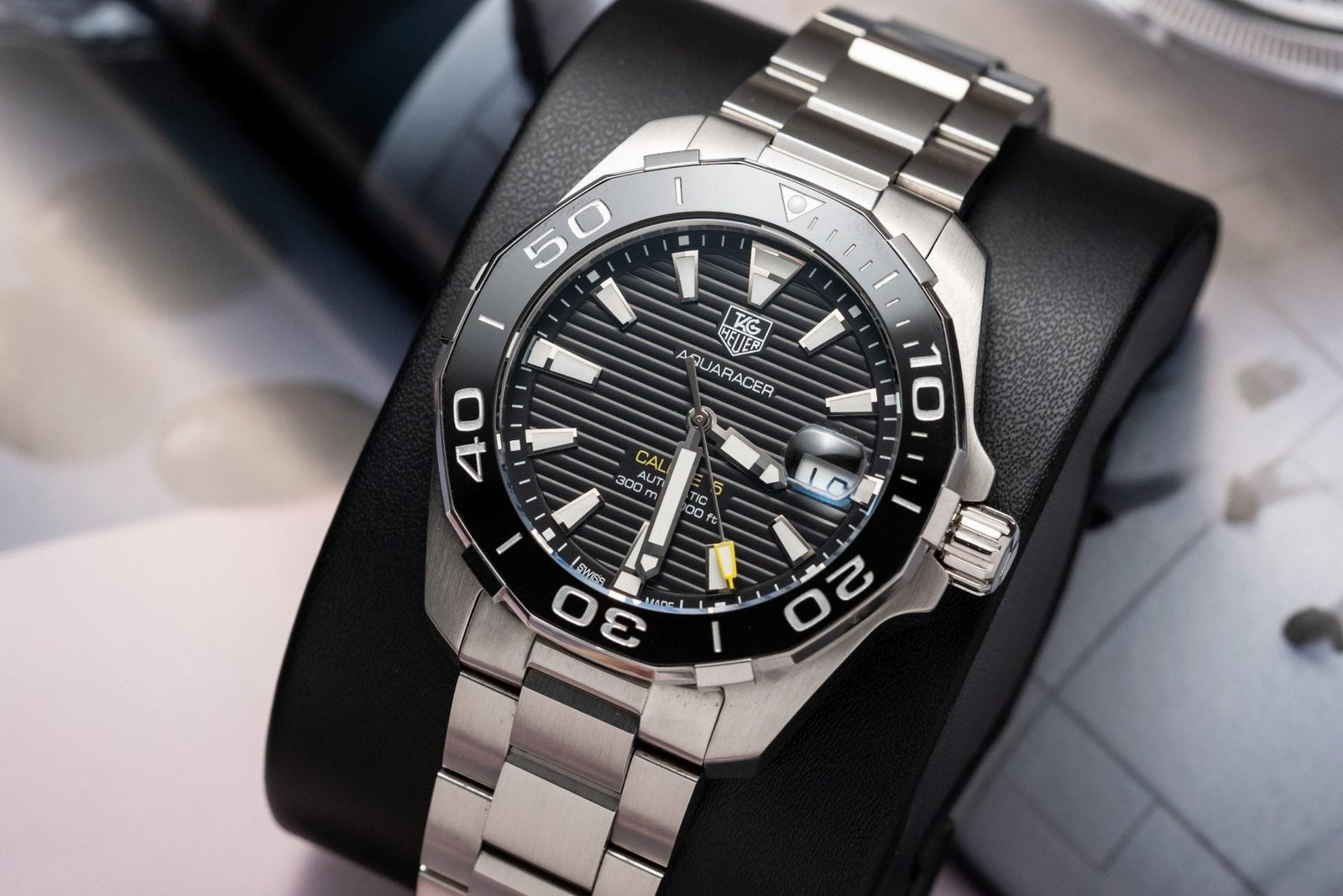 Tag Heuer Watch Aquarace Black Dial Motif Raye 43mm