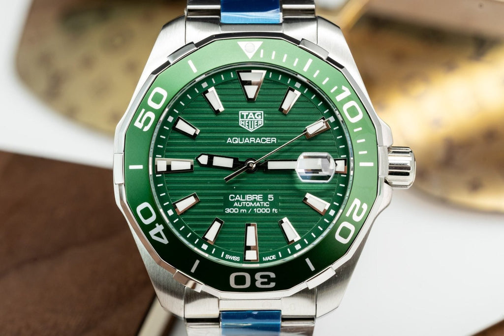 Tag Heuer Watch Aquaracer Green Dial Metal Wire 43mm