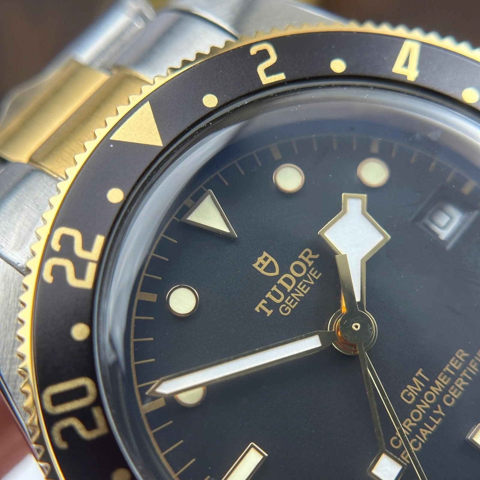 Tudor Watch Black Bay GMT S&amp;G M79833MN Black Dial Metal Strap 41mm