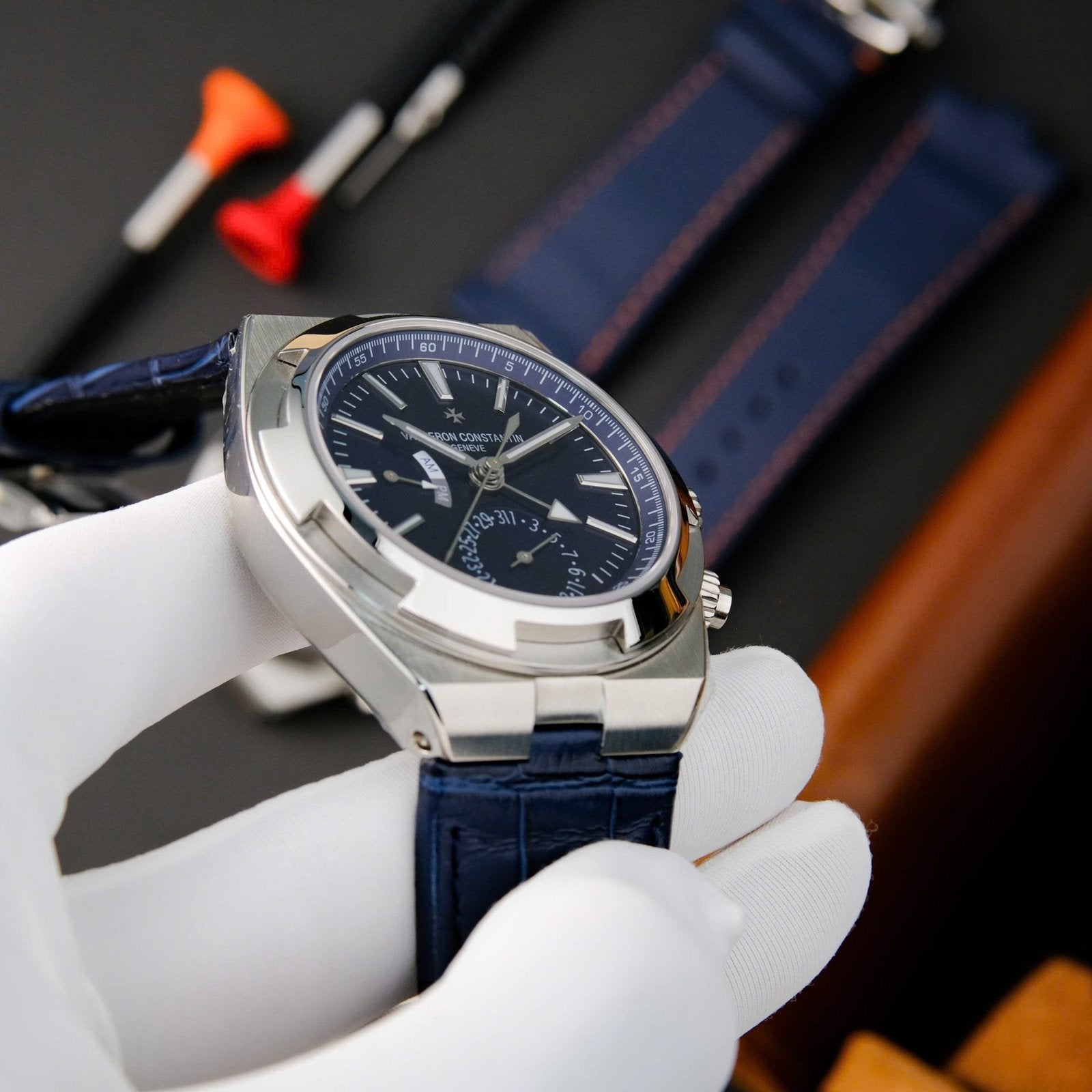 Vacheron Constantin Overseas Dual Time 7900V Watch Blue Dial 41mm