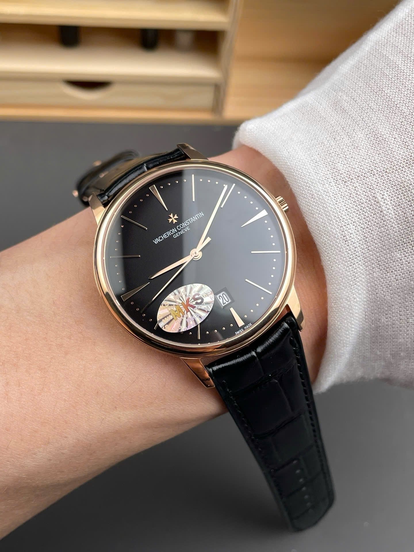 Vacheron Constantin Watch Patrimony 85180 Black Dial Leather Strap 40mm