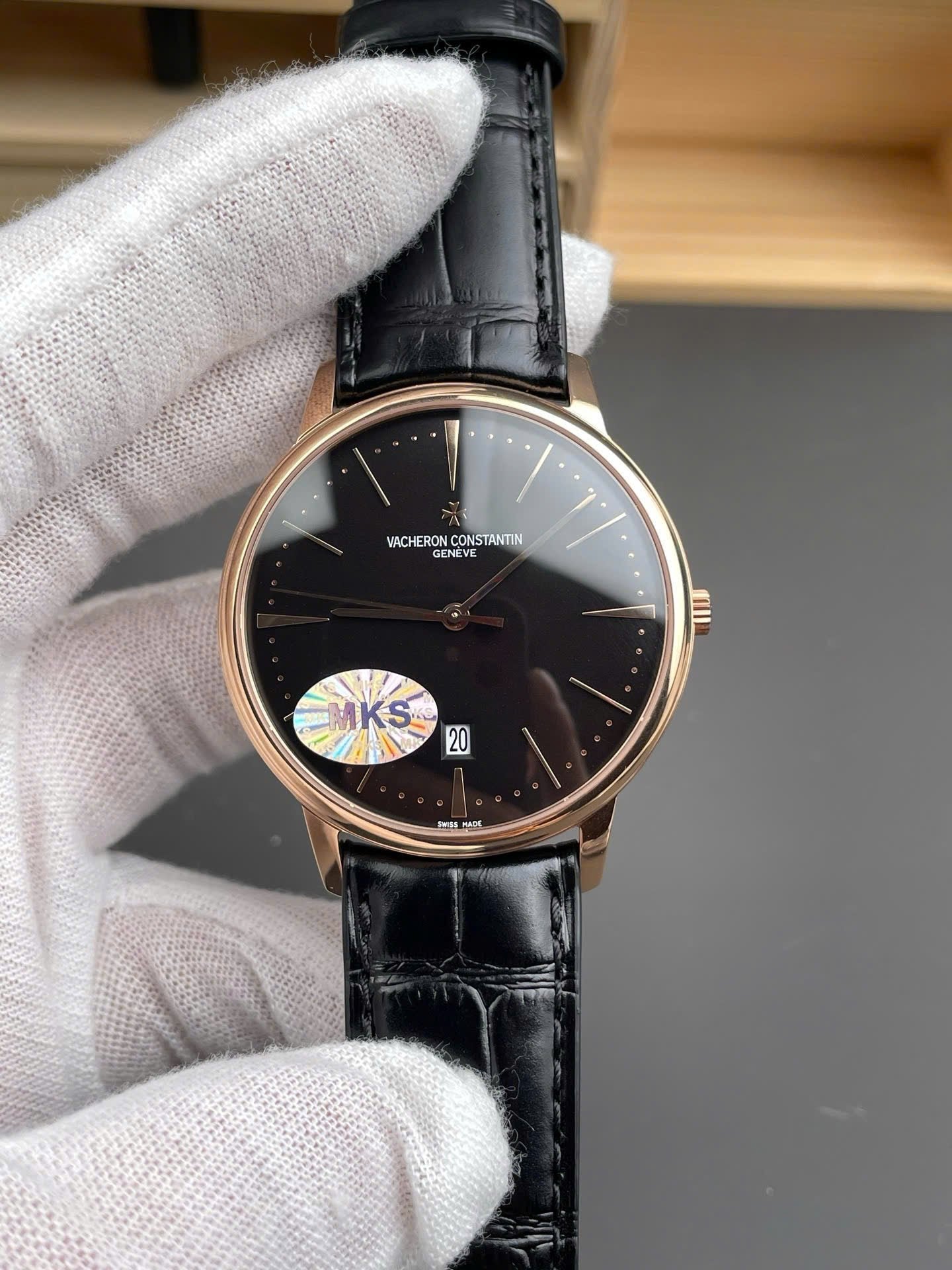 Vacheron Constantin Watch Patrimony 85180 Black Dial Leather Strap 40mm