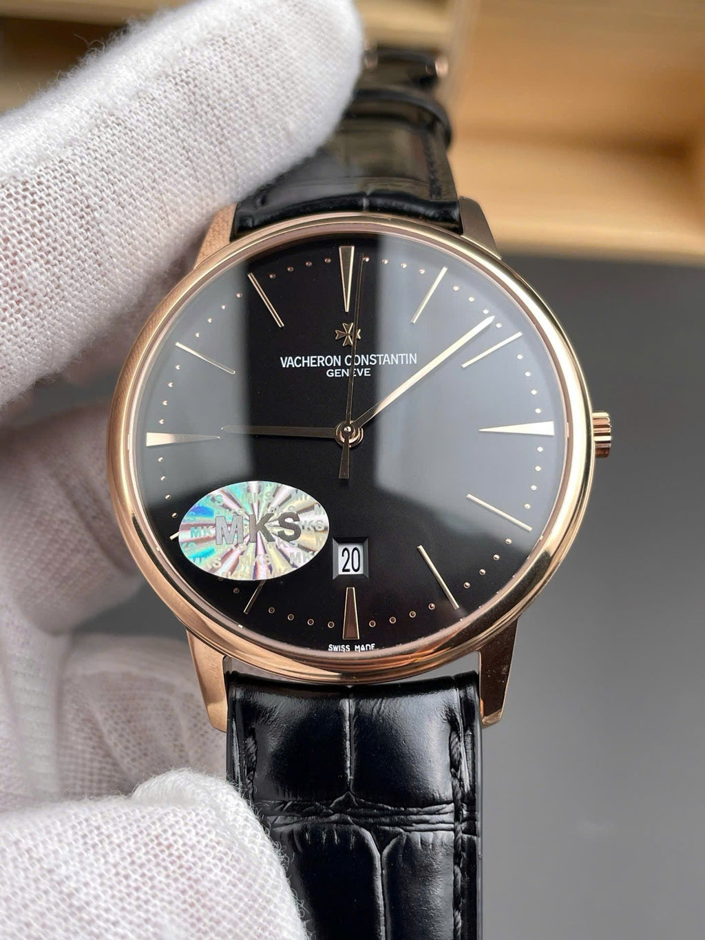 Vacheron Constantin Watch Patrimony 85180 Black Dial Leather Strap 40mm