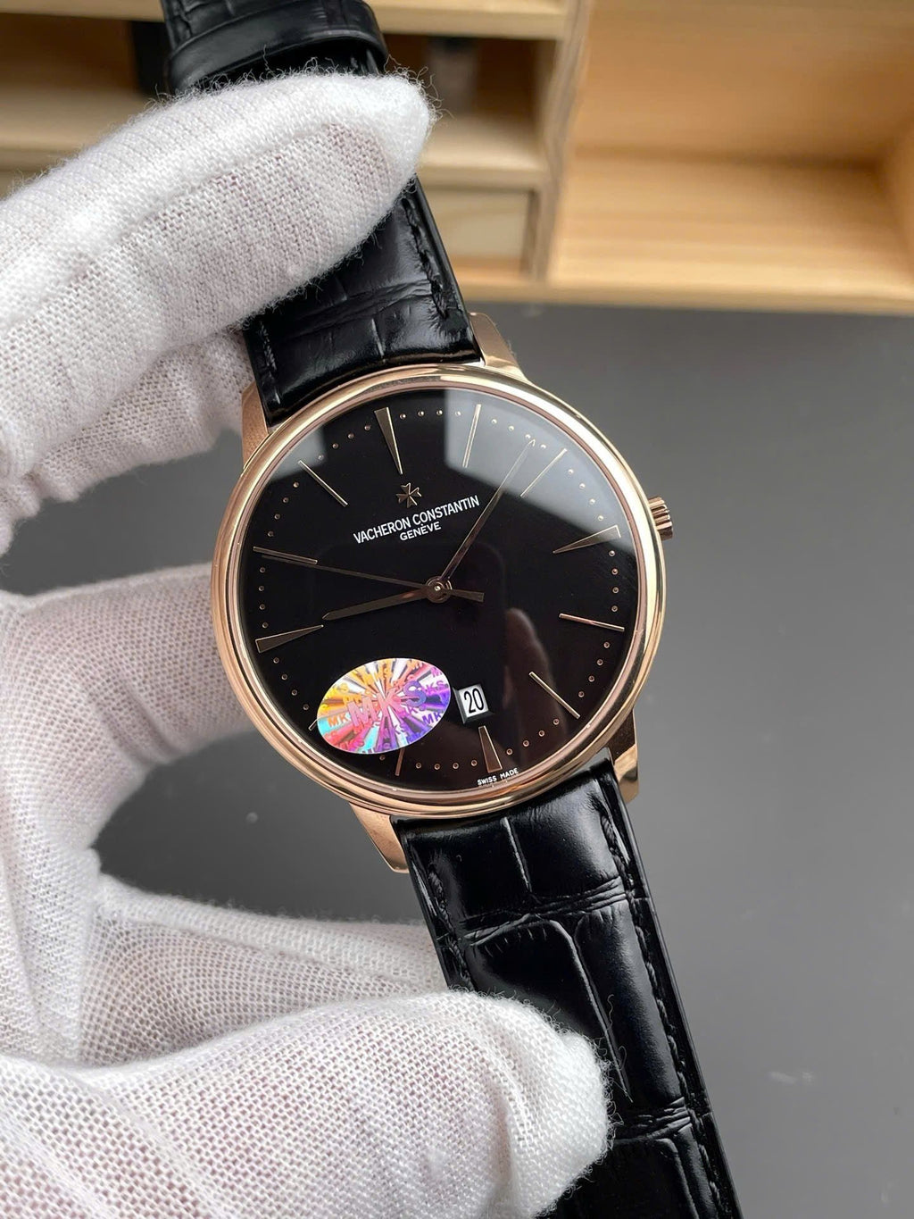 Vacheron Constantin Watch Patrimony 85180 Black Dial Leather Strap 40mm