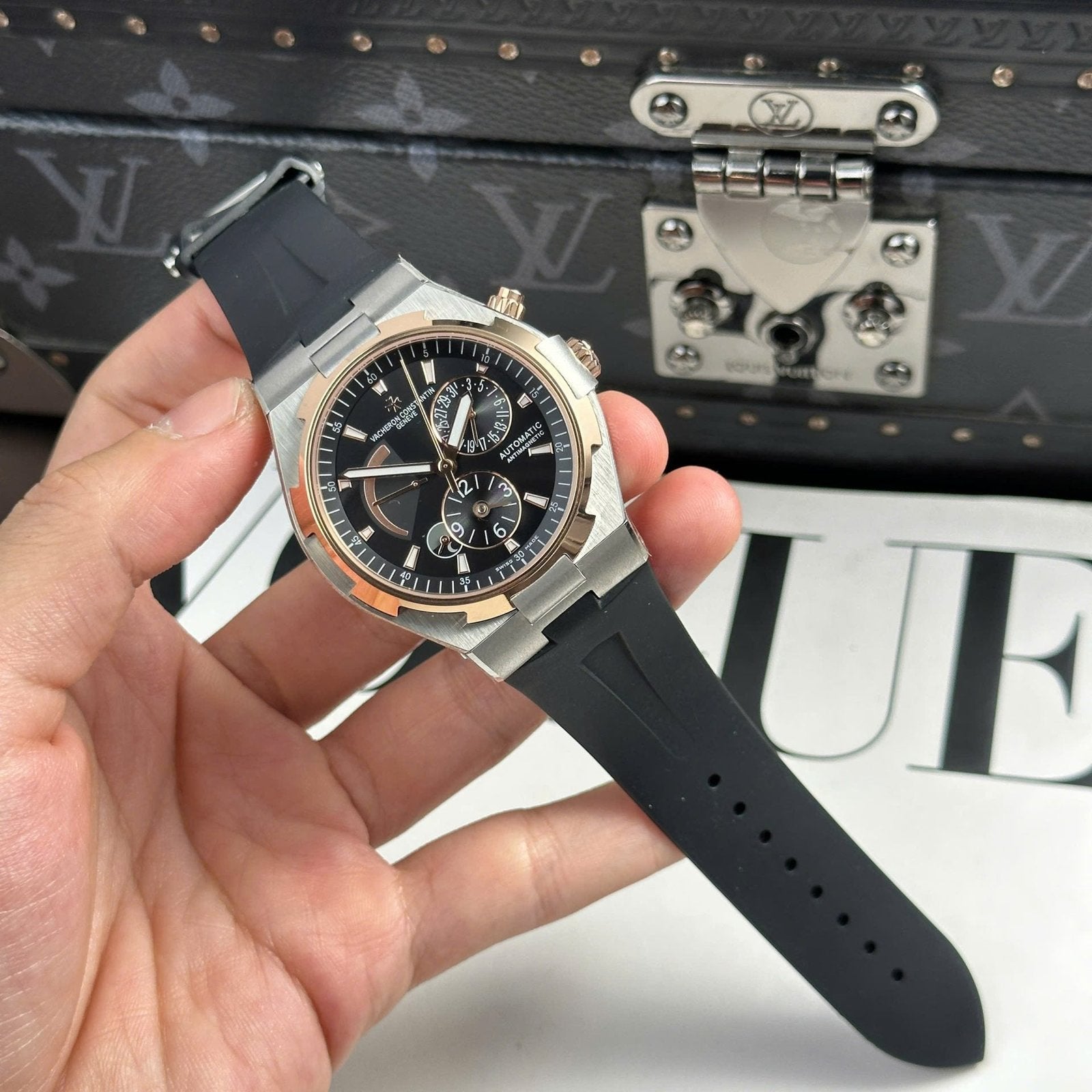 Vacheron Constantin Watch Overseas Dual Time 47450 Demi Rose Gold 42mm