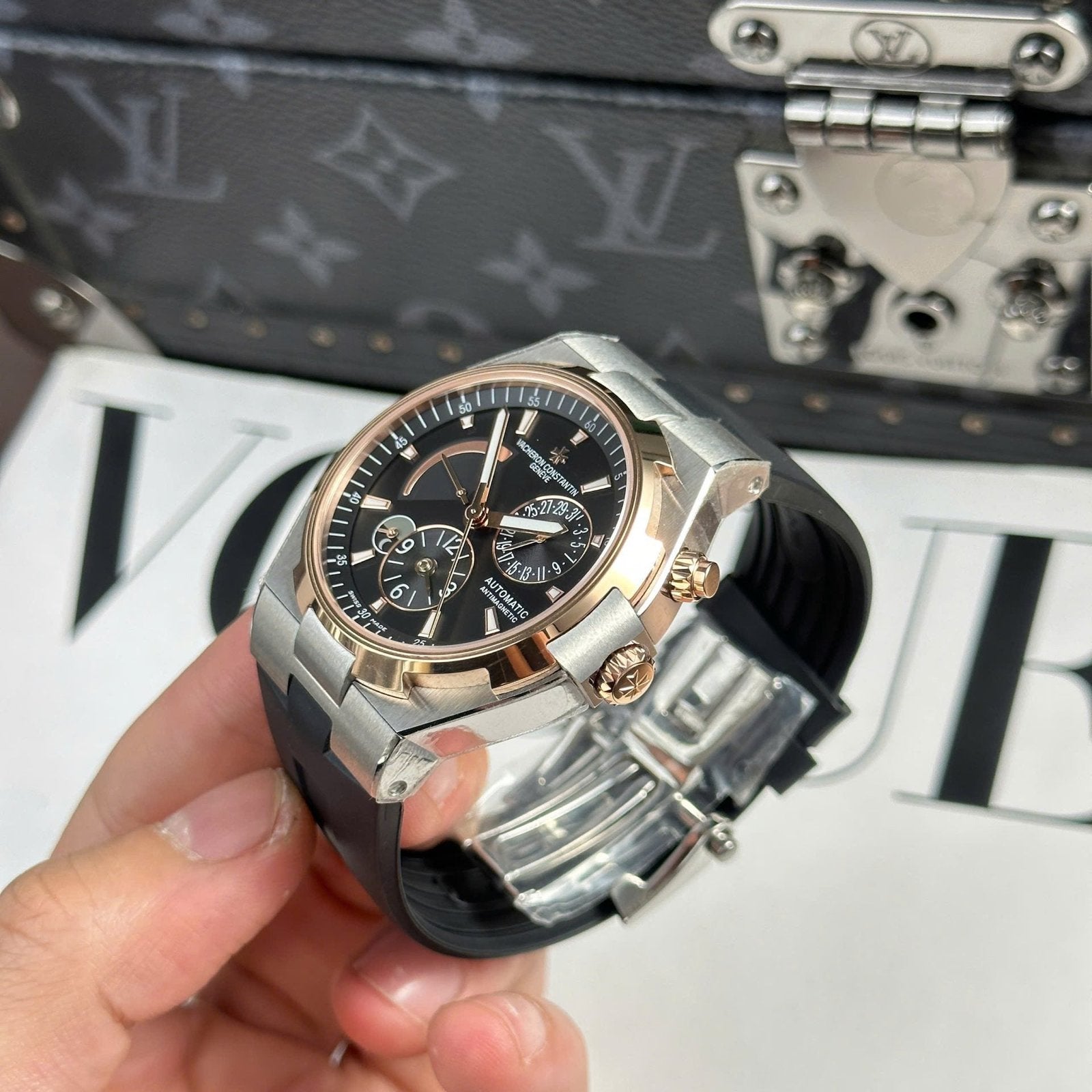 Vacheron Constantin Watch Overseas Dual Time 47450 Demi Rose Gold 42mm