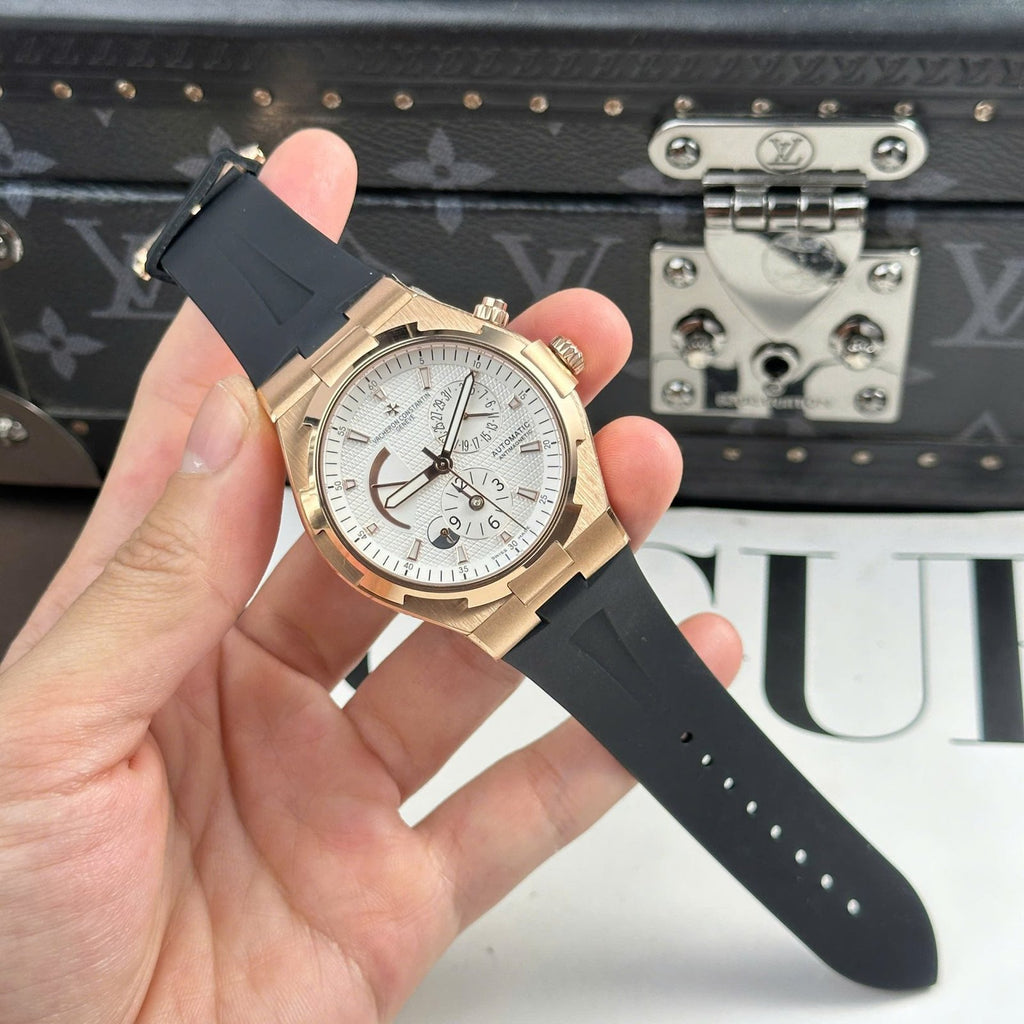 Vacheron Constantin Watch Overseas Dual Time 47450 White Dial Rubber Strap 42mm