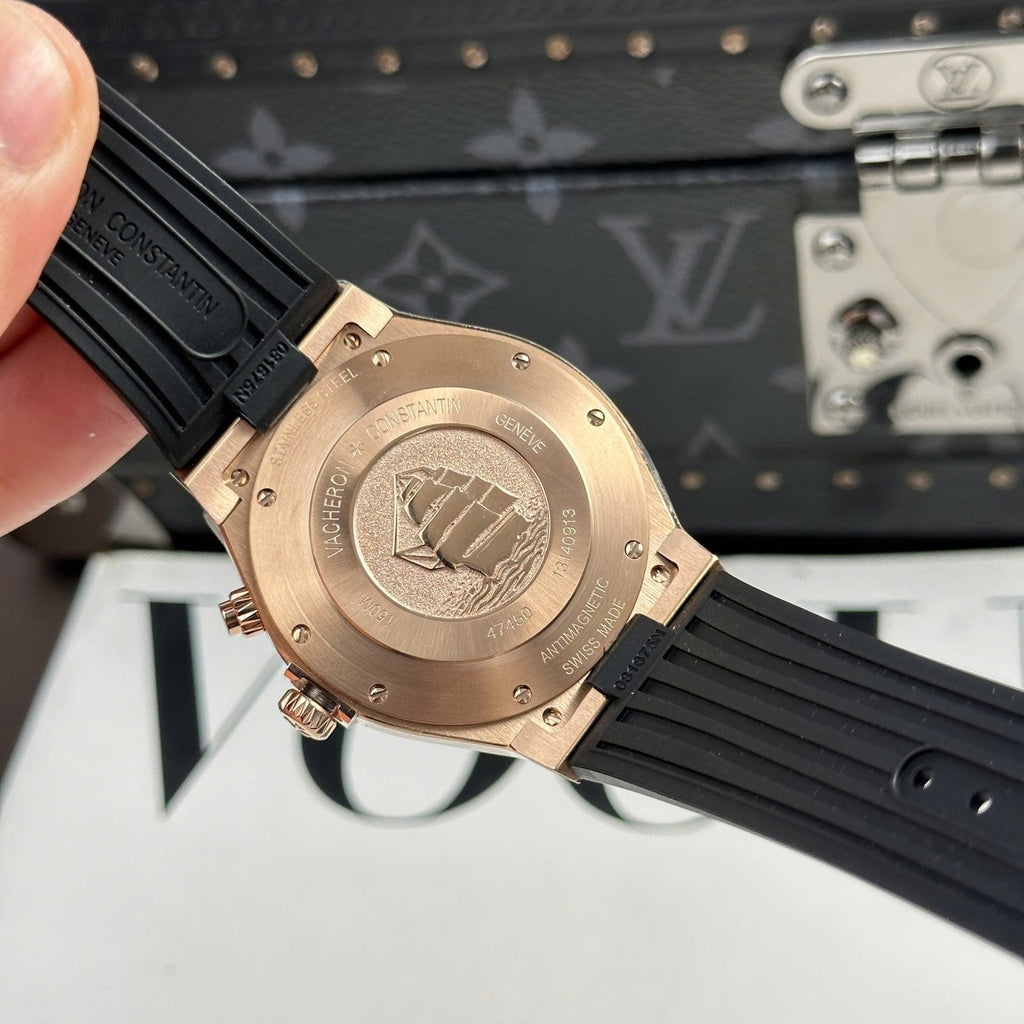 Vacheron Constantin Watch Overseas Dual Time 47450 White Dial Rubber Strap 42mm