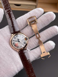 Cartier Good Watch Ballon Bleu De WJBB0040 Women’s Brown Leather Strap 33mm