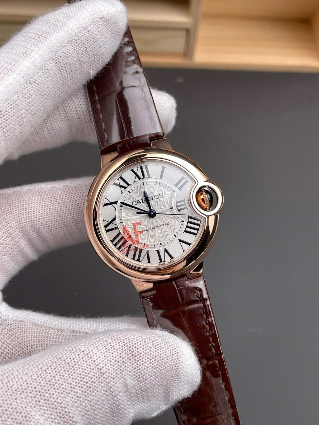Cartier Good Watch Ballon Bleu De WJBB0040 Women’s Brown Leather Strap 33mm