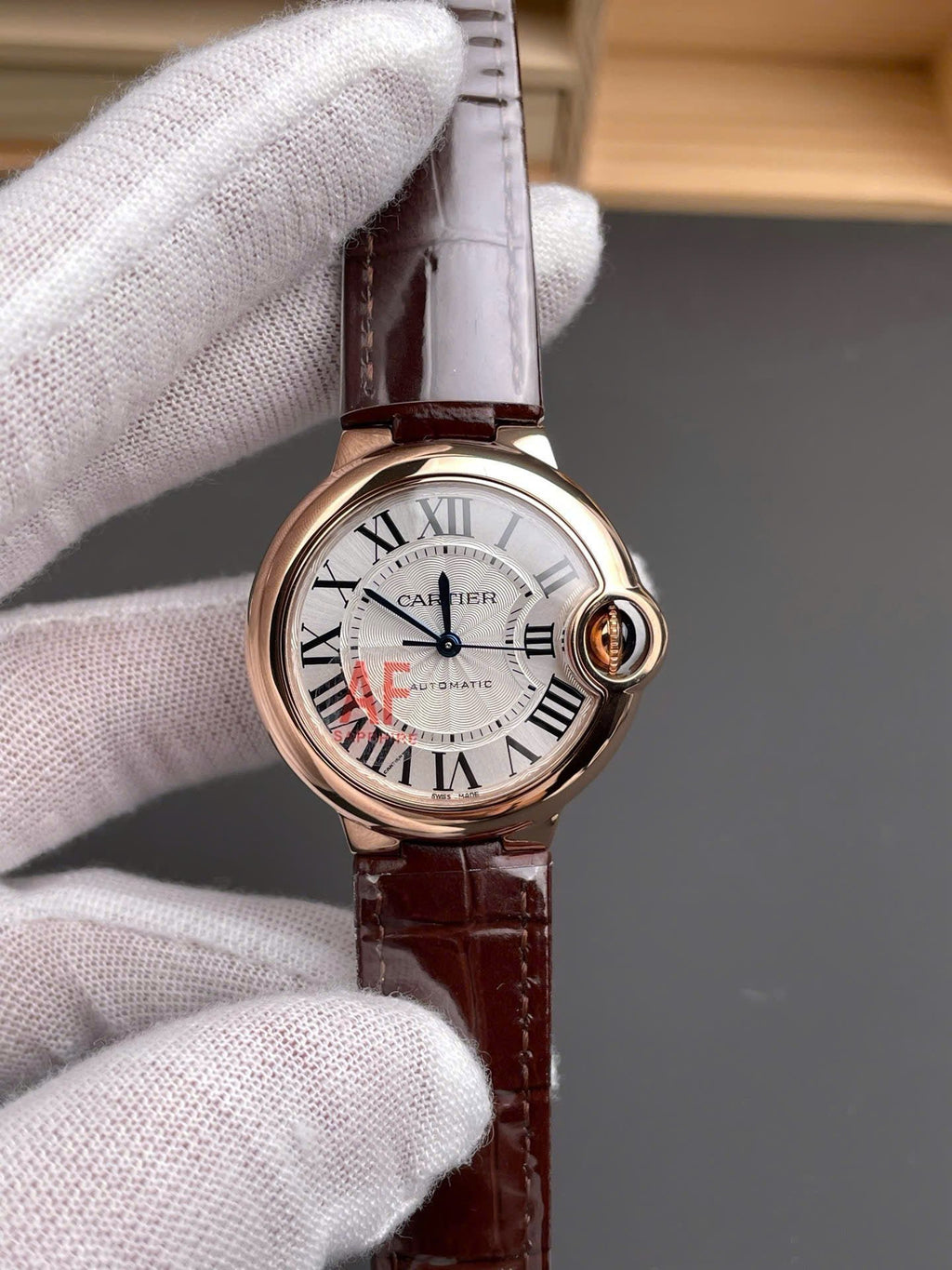 Cartier Good Watch Ballon Bleu De WJBB0040 Women’s Brown Leather Strap 33mm