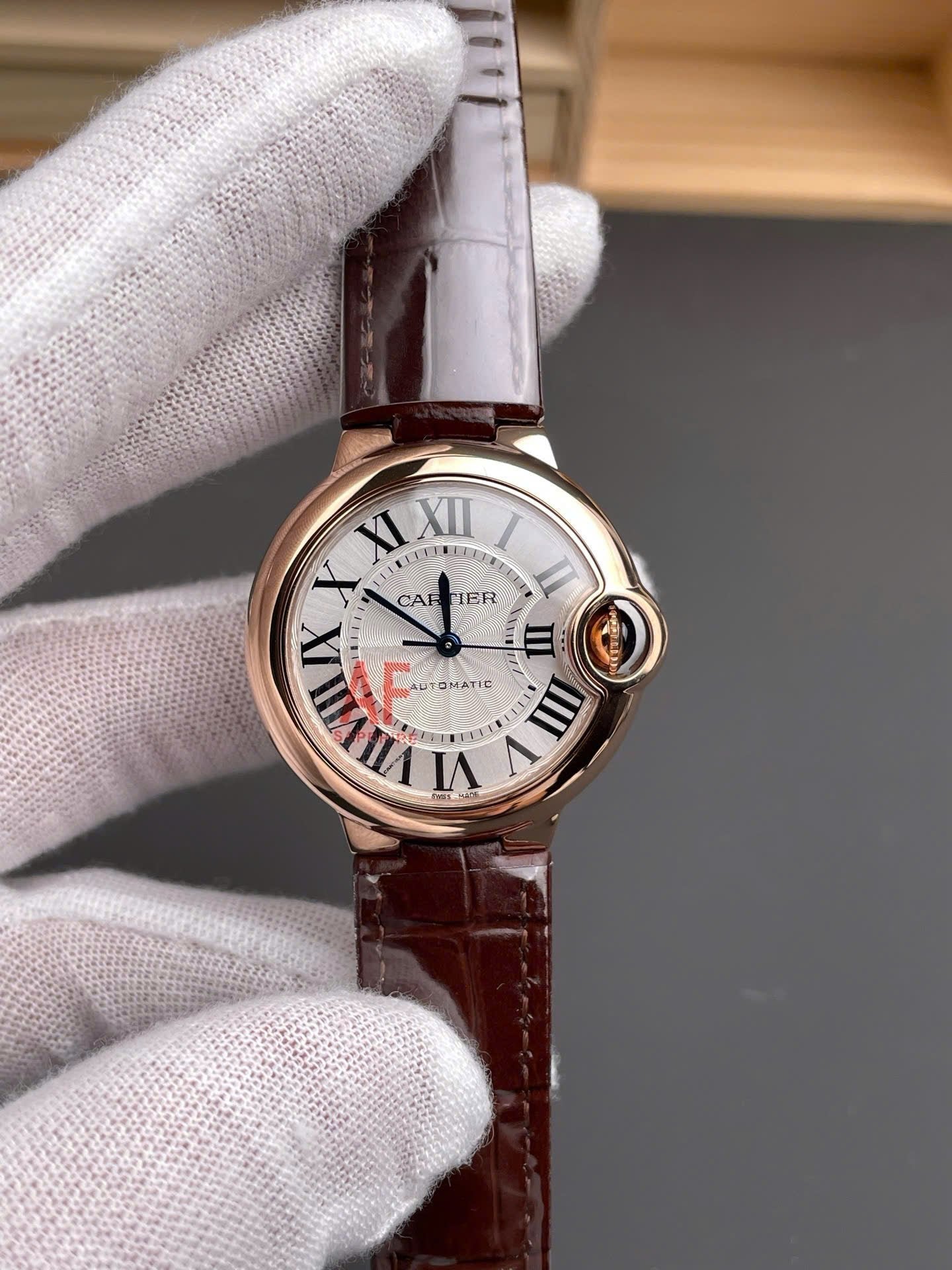Cartier Good Watch Ballon Bleu De WJBB0040 Women’s Brown Leather Strap 33mm