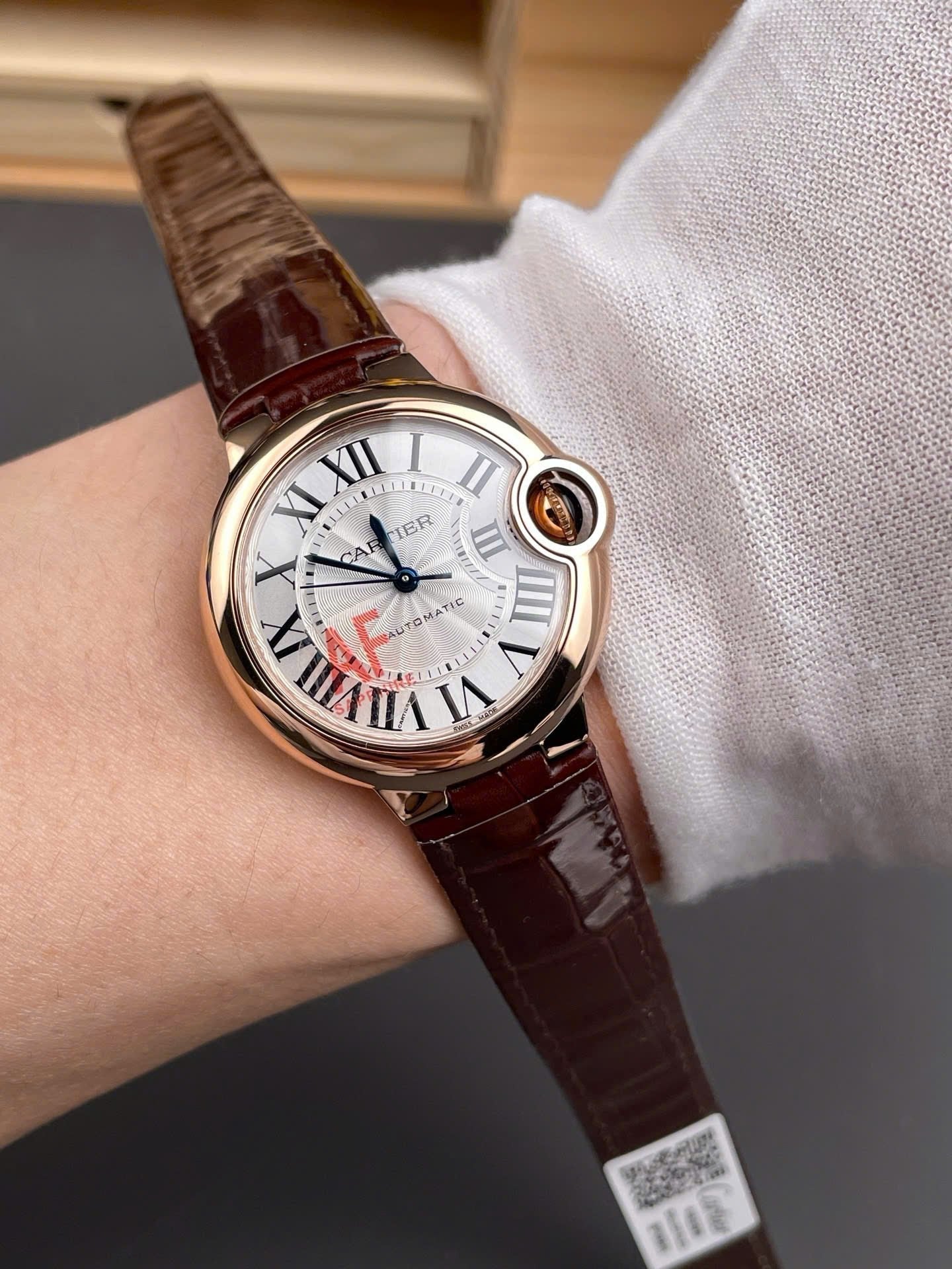 Cartier Good Watch Ballon Bleu De WJBB0040 Women’s Brown Leather Strap 33mm
