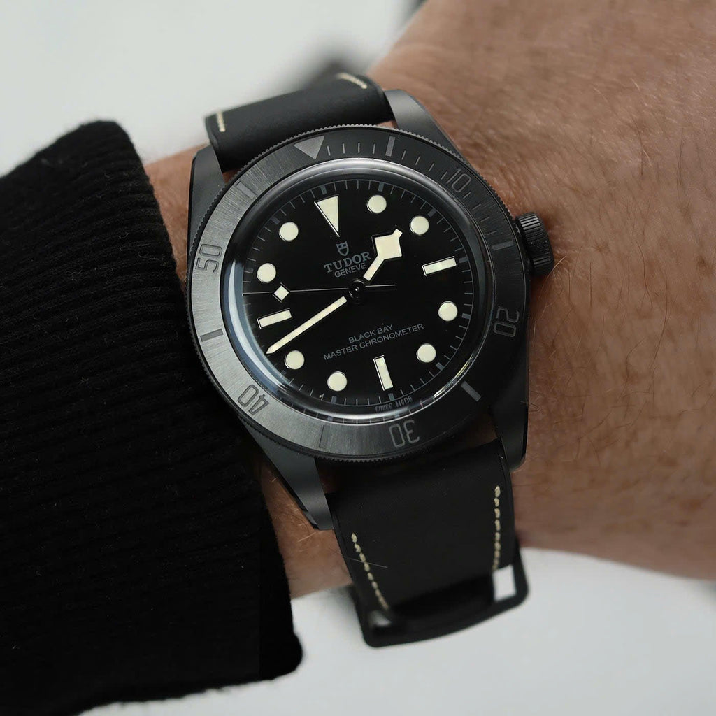 Tudor Black Bay Black Ceramic M79210CNU  Watch Leather Strap 41mm