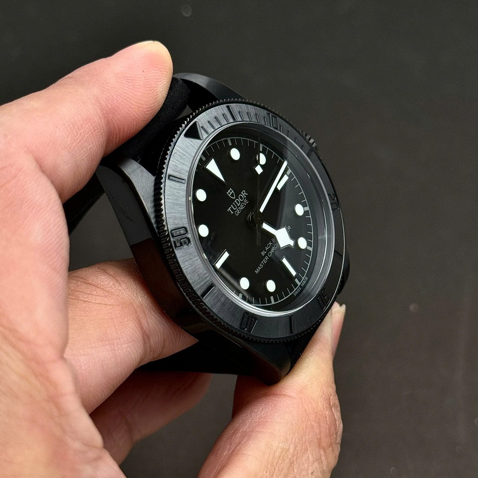 Tudor Black Bay Black Ceramic M79210CNU  Watch Leather Strap 41mm