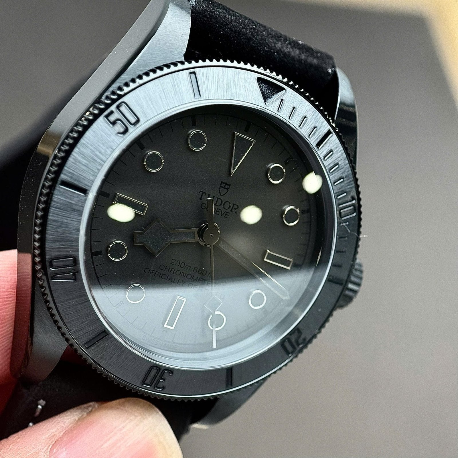 Tudor Black Bay Black Ceramic M79210CNU  Watch Leather Strap 41mm