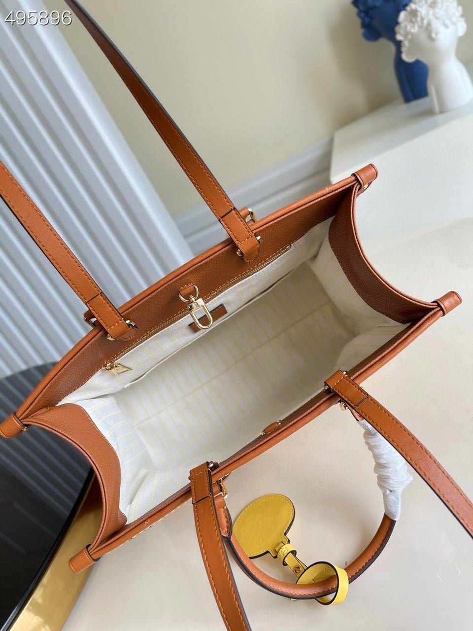 Louis Vuitton OnTheGo MM Bag 35cm Raffia/Cowhide Leather Spring/Summer Collection M57707 Tan