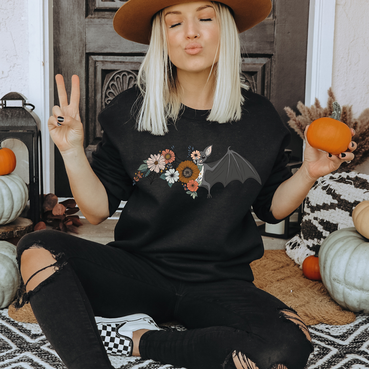 Floral Bat Fleece Pullover or Hoodie