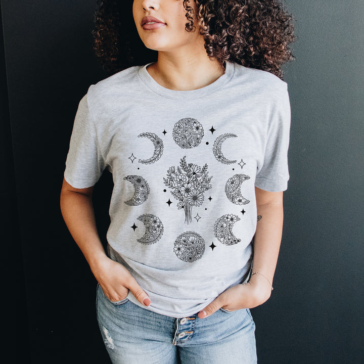 Floral Moon Phase Heather Blend Tee