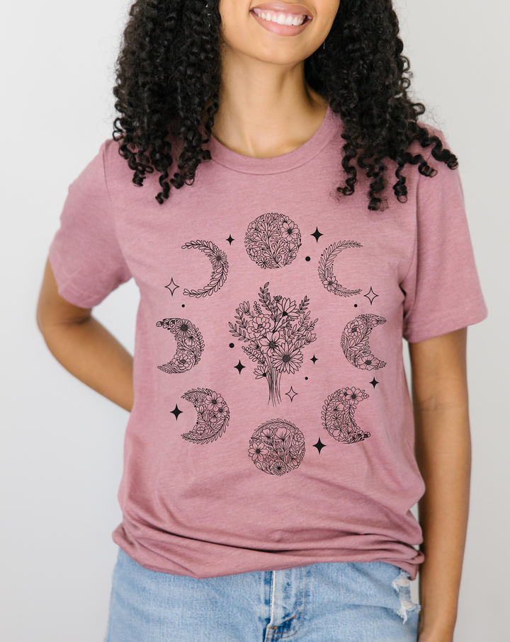Floral Moon Phase Heather Blend Tee