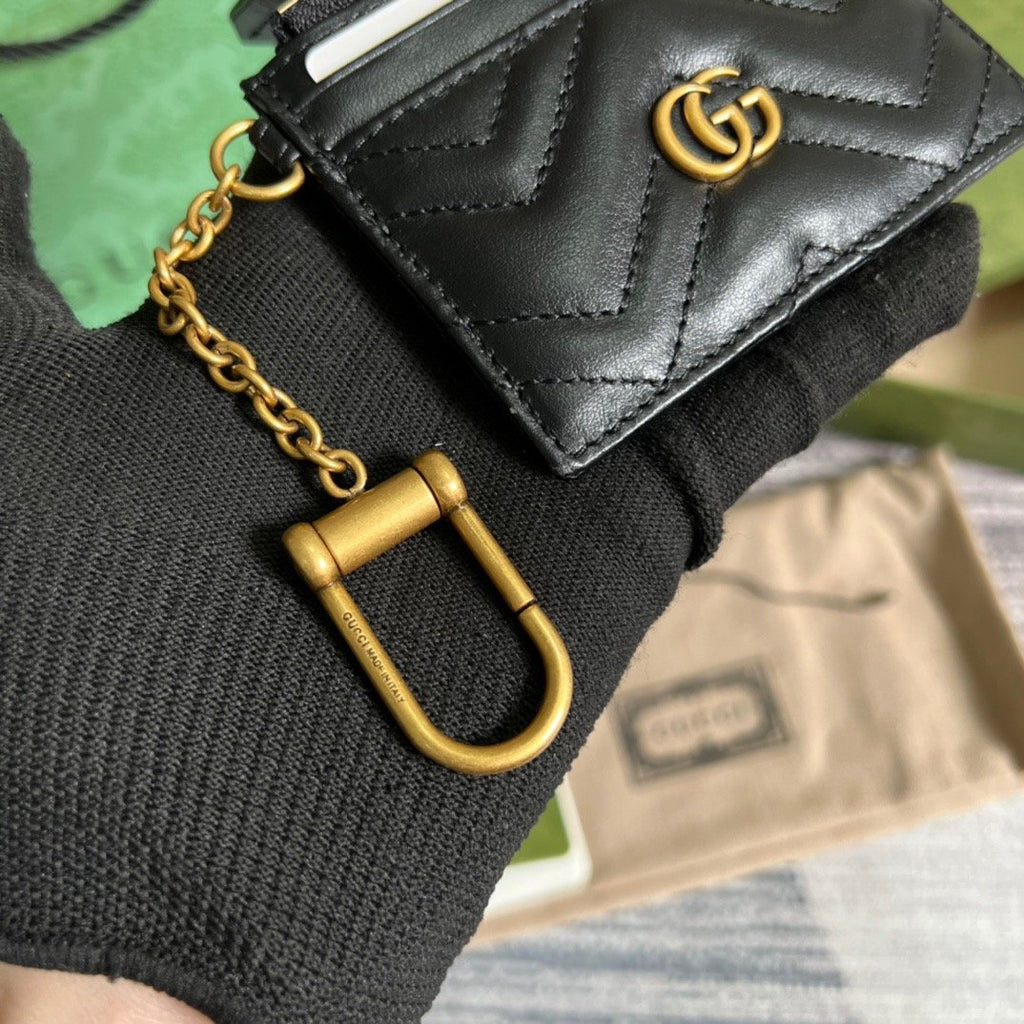 Gucci GG Marmont Keychain Wallet Black For Women‎ 627064 DTDHT 1000 3.9 in/ 10 cm