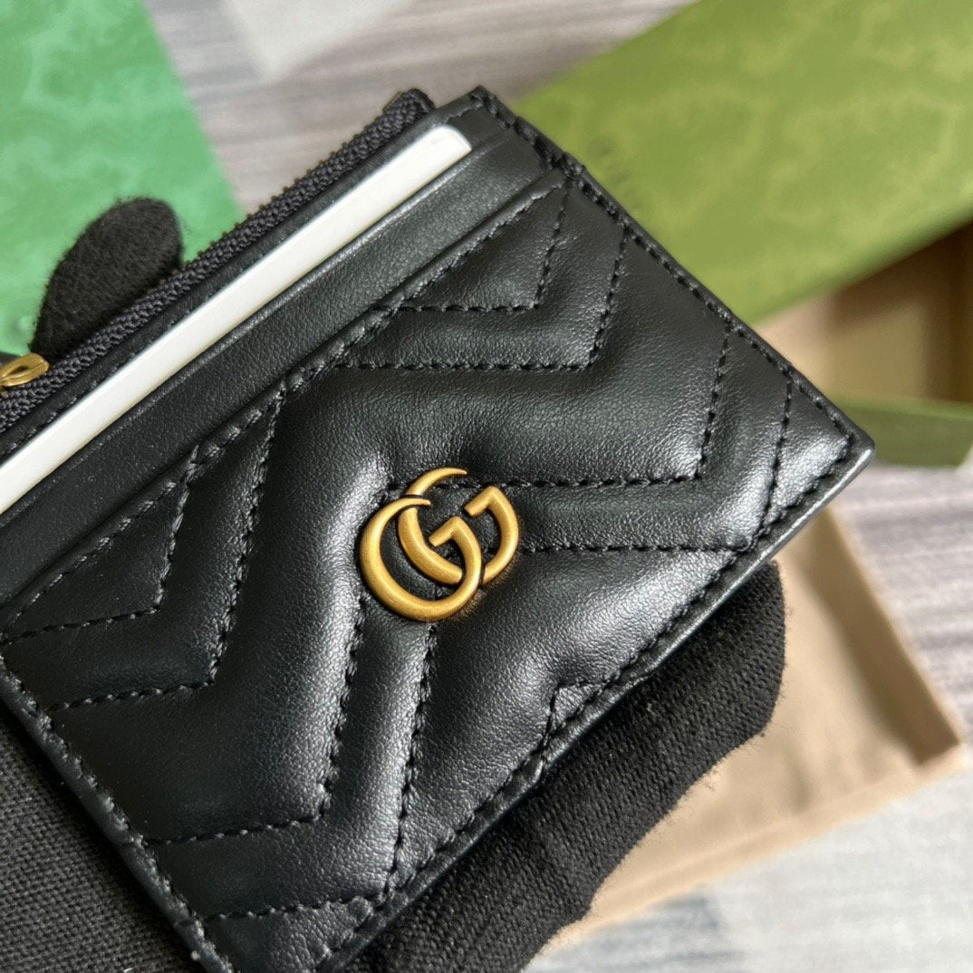 Gucci GG Marmont Keychain Wallet Black For Women‎ 627064 DTDHT 1000 3.9 in/ 10 cm