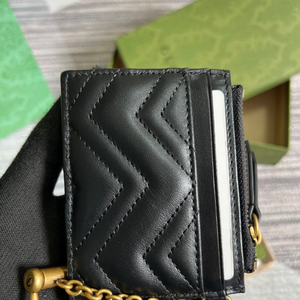 Gucci GG Marmont Keychain Wallet Black For Women‎ 627064 DTDHT 1000 3.9 in/ 10 cm