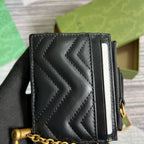 Gucci GG Marmont Keychain Wallet Black For Women‎ 627064 DTDHT 1000 3.9 in/ 10 cm