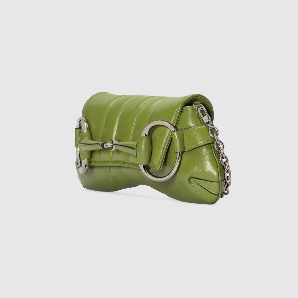 Gucci Horsebit Chain Medium Shoulder Bag Green For Women 15 Inches/ 38 Cm