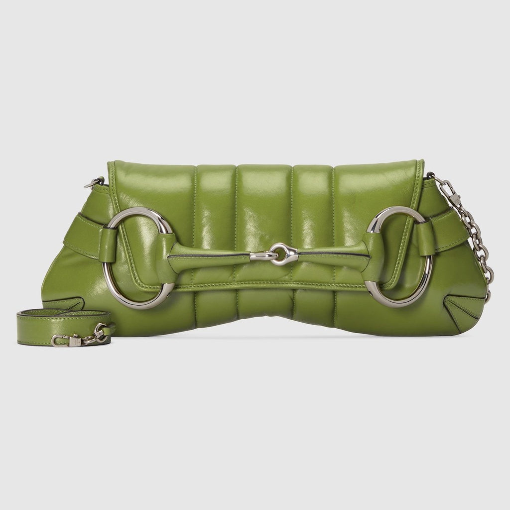Gucci Horsebit Chain Medium Shoulder Bag Green For Women 15 Inches/ 38 Cm